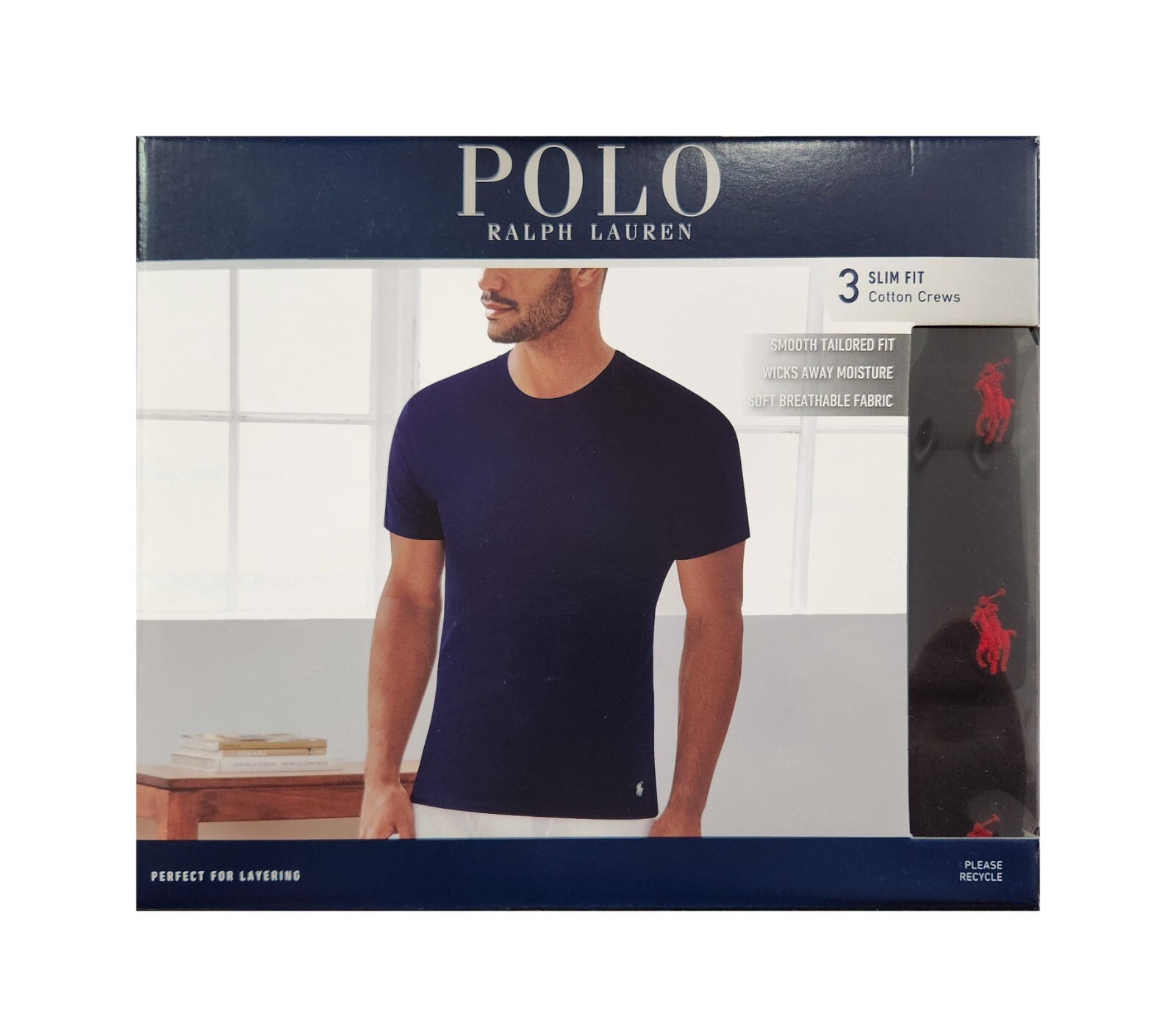 Polo Ralph Lauren Men’s Black Slim Fit Crew-Neck 3 Pack T-Shirts