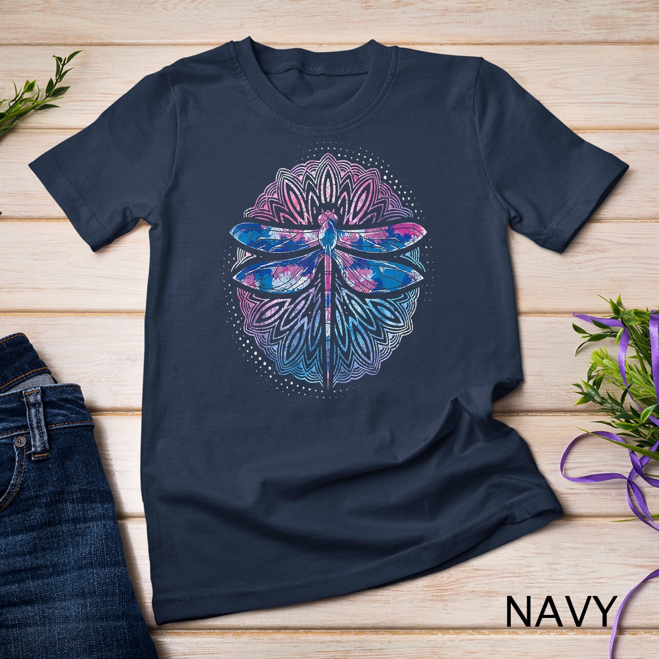 Dragonfly Yoga Meditation Prana Sacred Geometry Mandala T-Shirt Unisex T-shirt