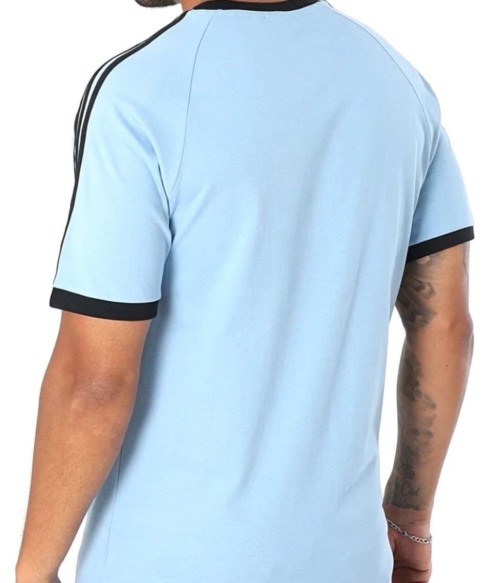 adidas Originals 3-Striped Trefoil T-Shirt Ash Blue/Black JY1371 Size Large NWT