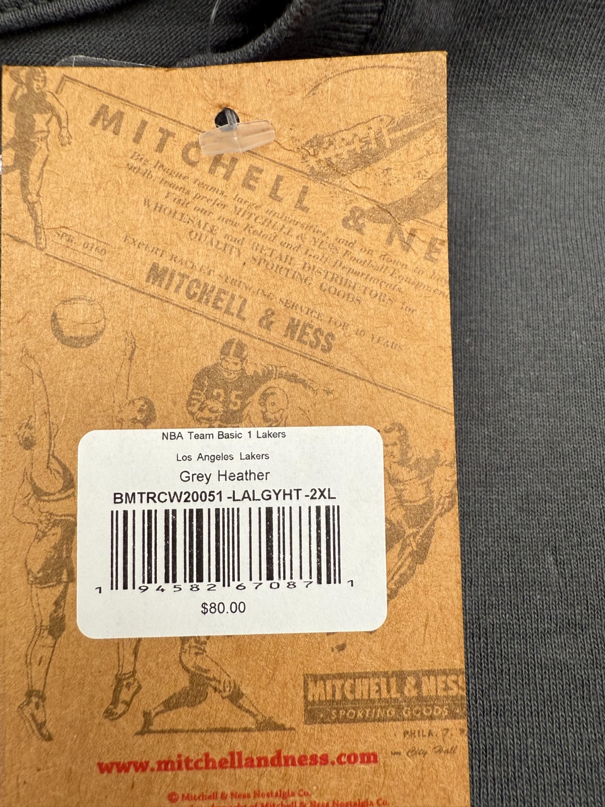 Mitchell & Ness Los Angeles Lakers Hardwood Classics Shirt Gray Logo Graphic Tee