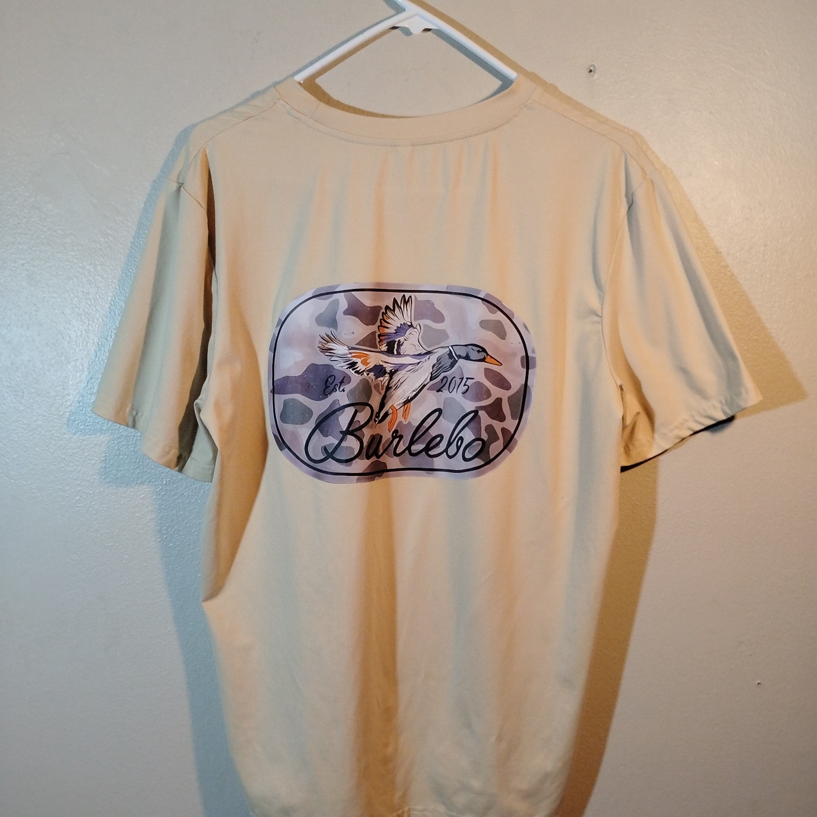 Burlebo Ducks Flying In Tee Men, Small, Olive Color, Short Sleeve, Chest Pocket