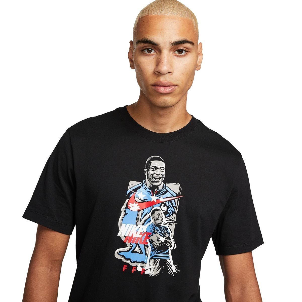 Nike Kylian Mbappe KM FFF France Soccer T-Shirt Black Size Medium DX4186-010 New