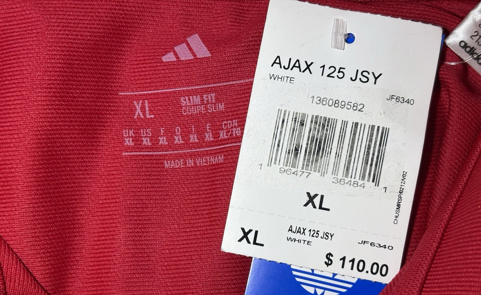 Adidas Ajax Amsterdam Anniversary Jersey White Red JF6340 Slim Fit Multi Size