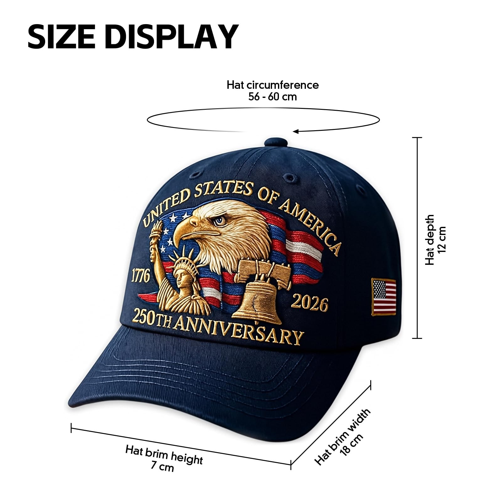 250th Anniversary USA Hat Adjustable United States 250th Anniversary Hat Ret…