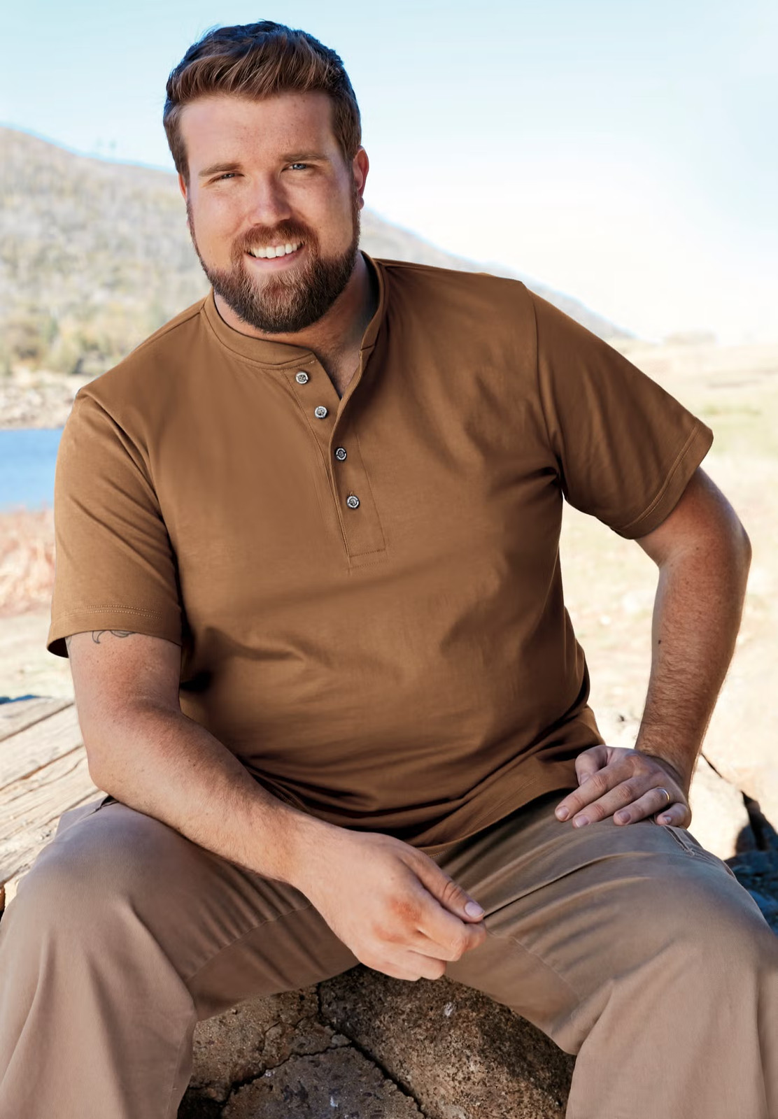 Boulder Creek by KingSize Men’s Big & Tall Heavyweight Short-Sleeve Henley Shirt