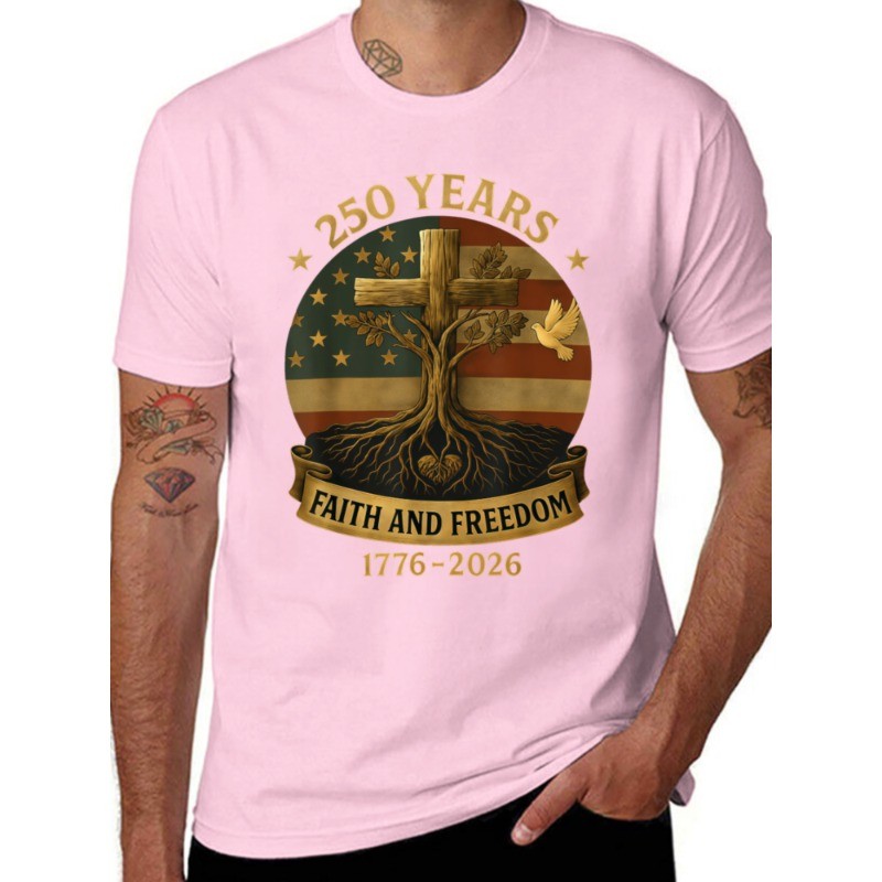 Flag Cross Tree 250 Years Faith Freedom Unisex T-Shirt