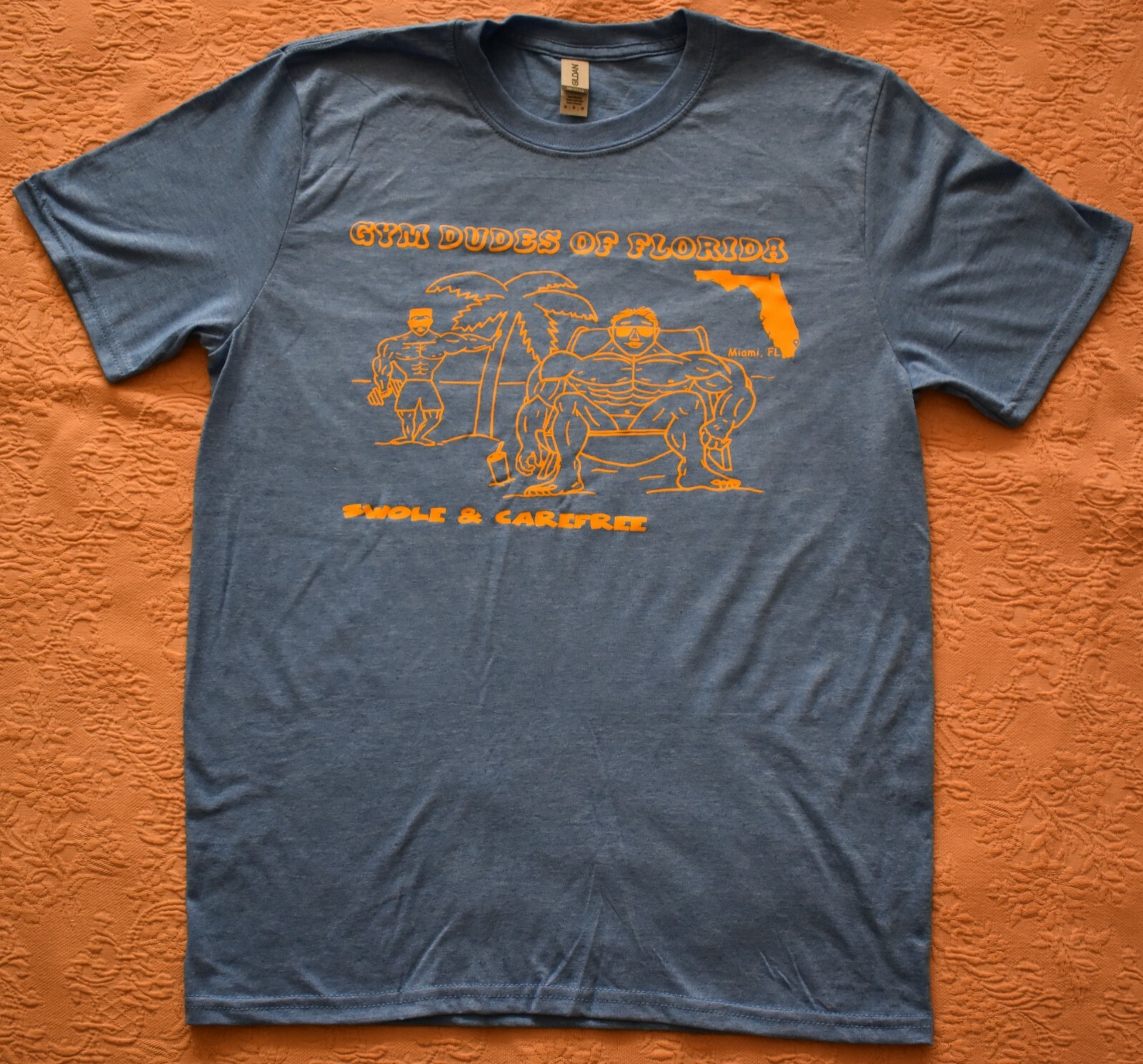 Gym Dudes of Florida Workout Muscle Bodybuilding Royal / Vintage Gold T-Shirt