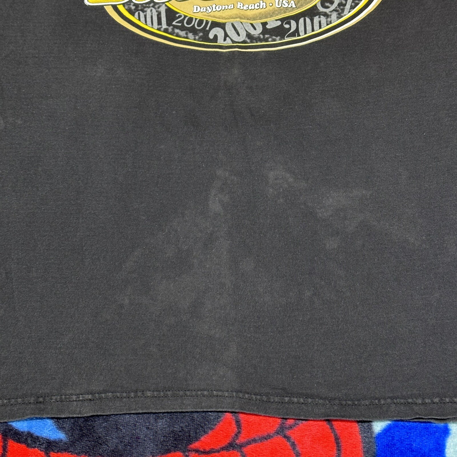 Vintage 2000s Bike Week Daytona Florida Flaming Skulls Faded Black T-Shirt Sz XL