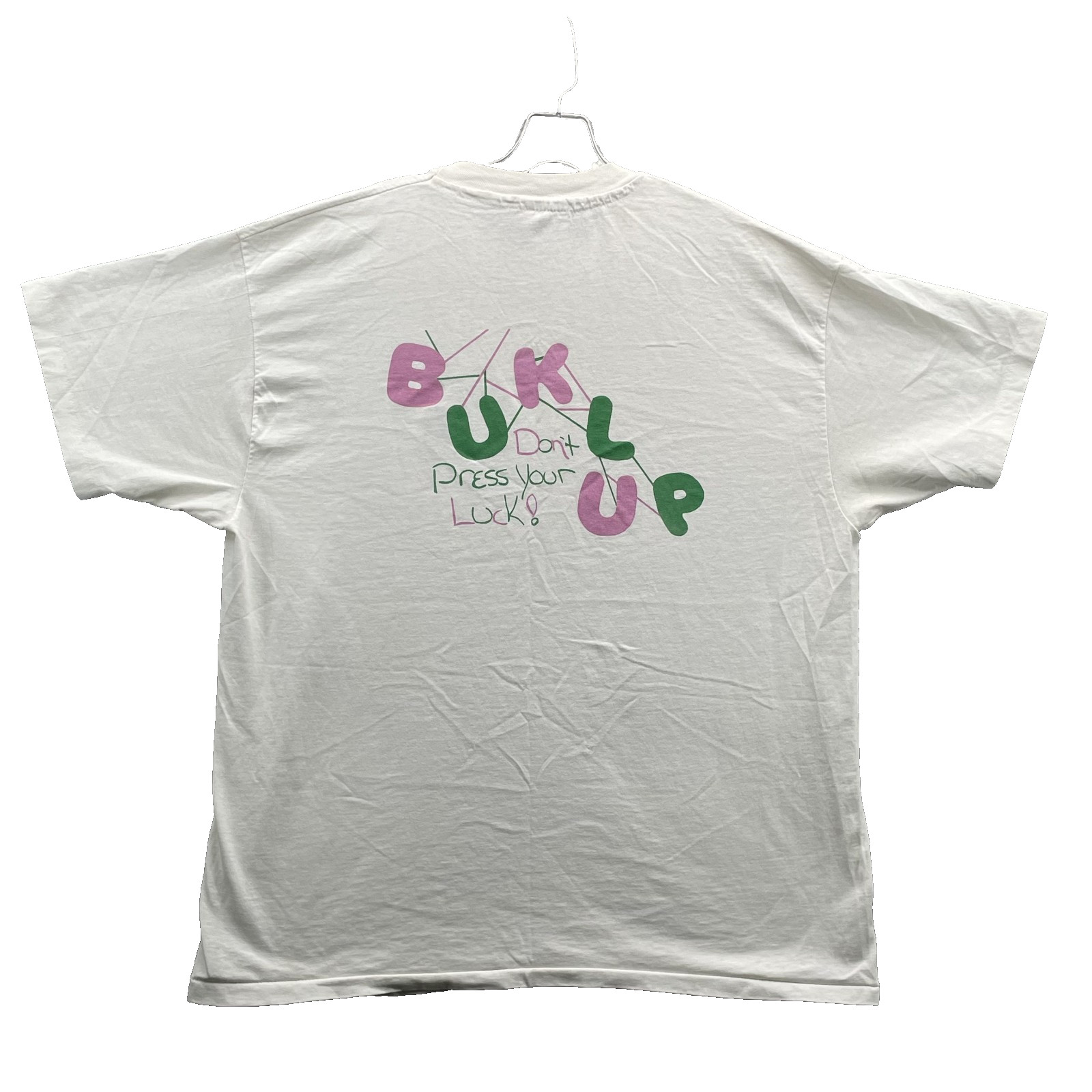 Vintage Hanes T-Shirt XL Buckle Up Luck Park County Colorado Safety Wildlife 90s
