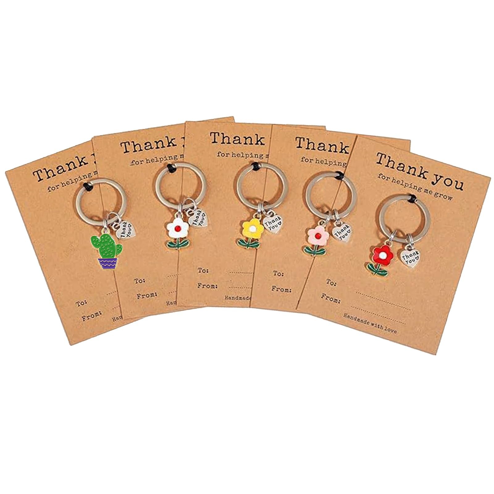 5PCS Flower Keychain Charms with Thank You for Helping Me Grow Cards Teacher …
