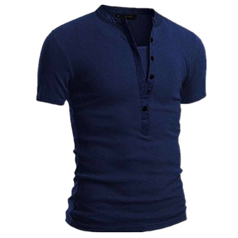 Men’s Muscle Slim Henley Shirts Crewneck Longline Athletic Gym Workout