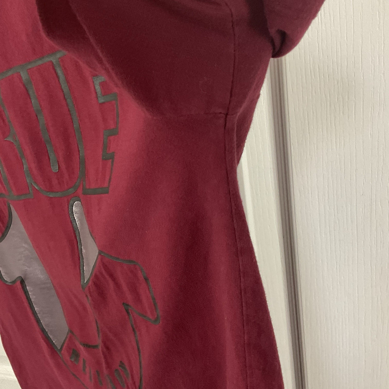 True Religion Men’s Wine Red Full Logo Short Sleeve Crewneck Tee/T-Shirt Size S