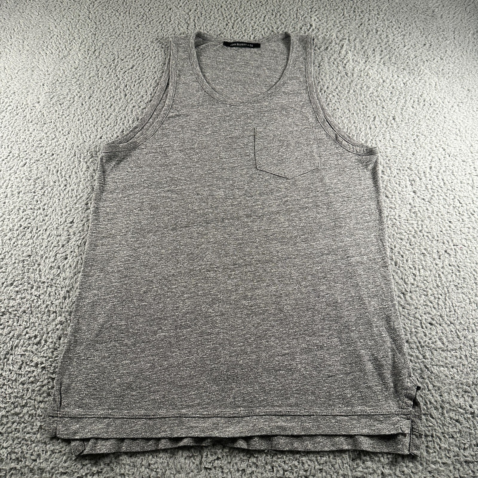 John Elliott + Co Tank Mens L Gray Jersey Lightweight Pocket Scoop Neck USA