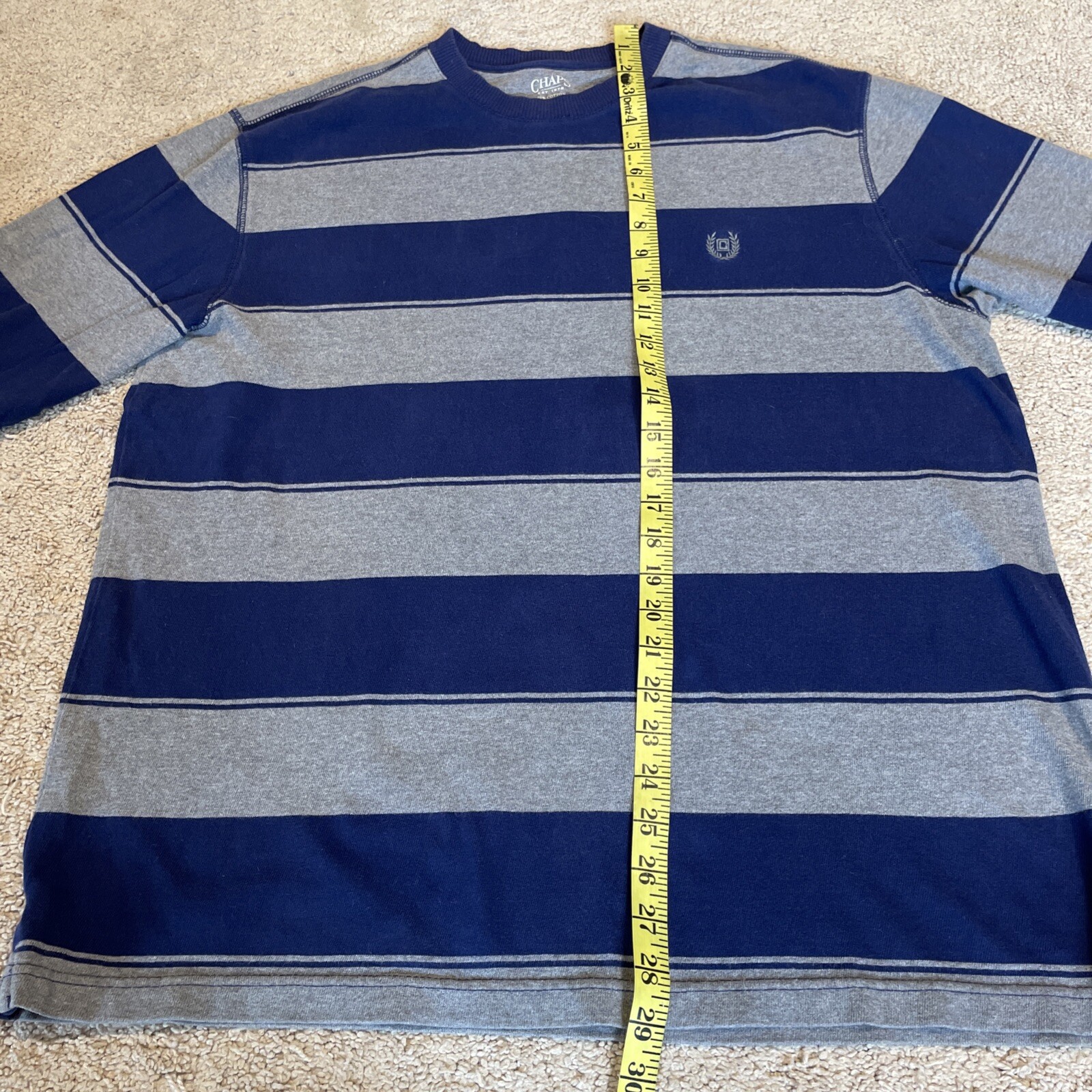 Ralph Lauren Chaps Mens Striped Pullover Size L Navy 100% Cotton Preppy Nautical