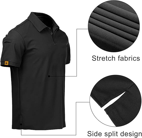 Men’s Tactical Polo T-Shirt Quick Dry Combat Short Sleeve Team Work Casual Shirt