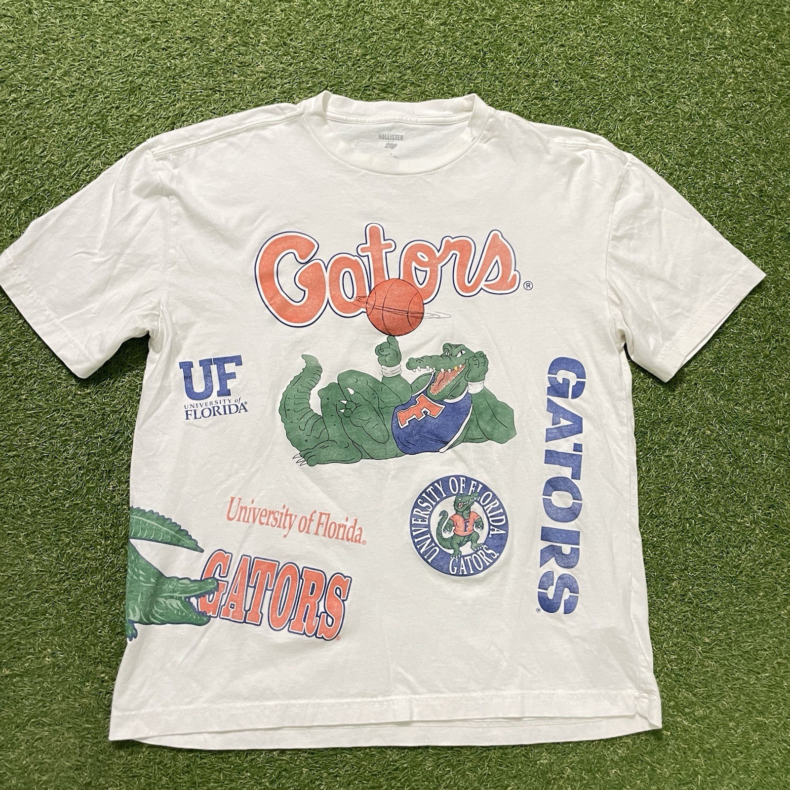 Hollister Boxy Florida Gators Graphic Tee Large L White Short Sleeve Crew Neck