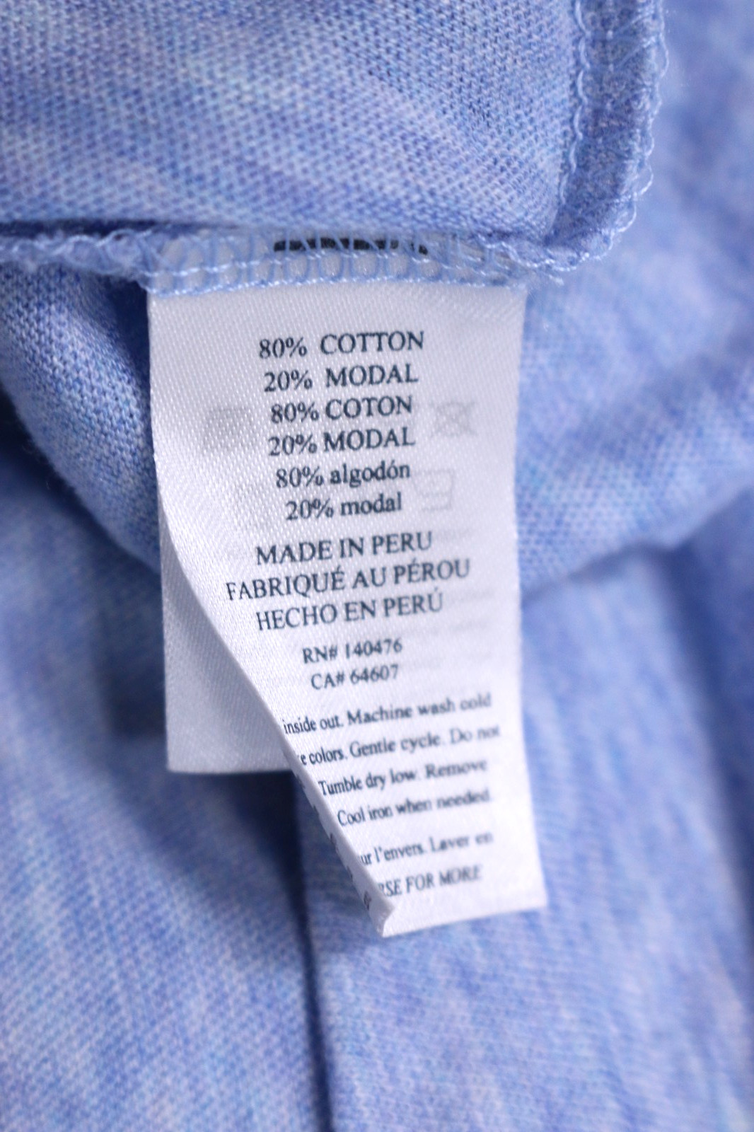 Faherty Chambray Tee Crew Neck Men’s M Heather Blue Cotton Modal Stretch Knit