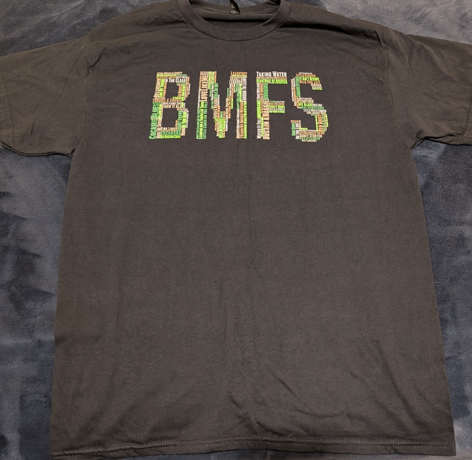 Billy Strings BMFS Song Title Custom Tour Fan Black T-Shirt – Front Only
