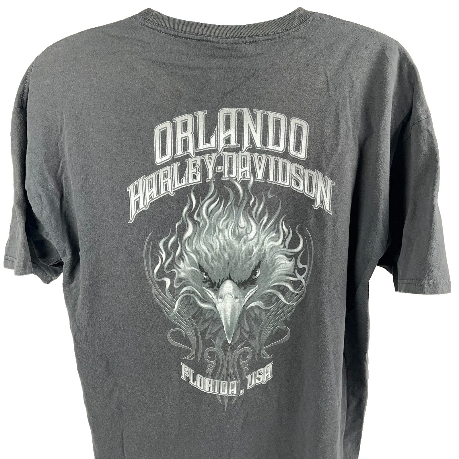 Harley-Davidson Shirt Men’s XL Gray Orlando Florida Racer Eagle Graphics