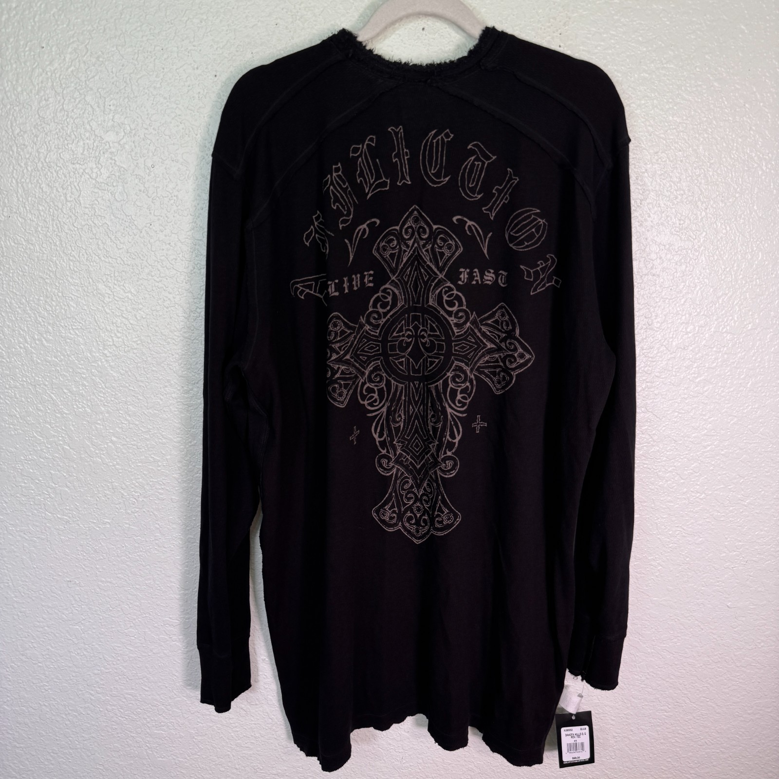 Affliction Thermal Shirt Mens 4X Dakota Hills Reversible Tee Live Fast Y2K NEW