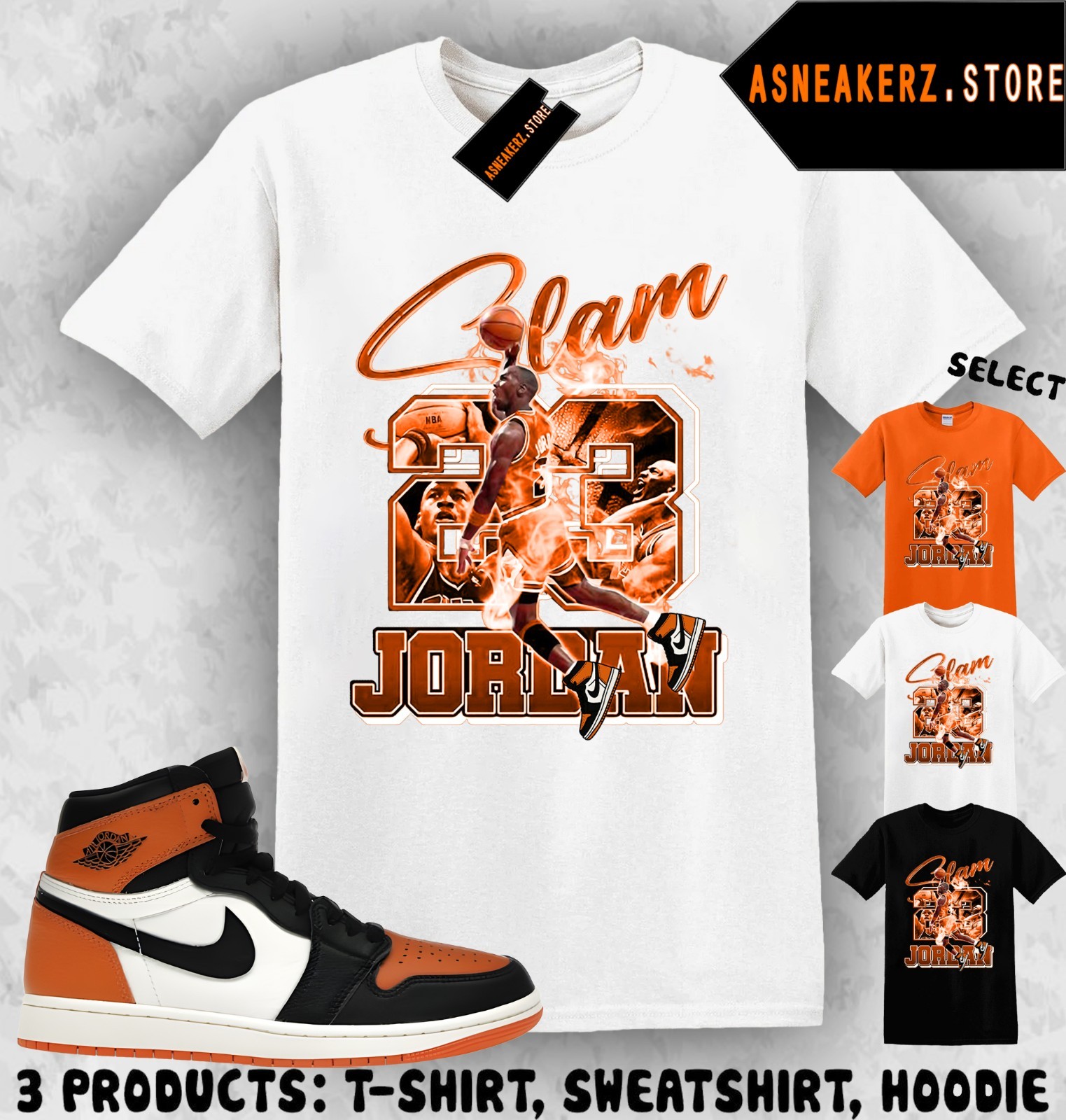 Shirt To Match AJ 1 High OG Shattered Backboard Sneaker Matching MJ Icon 23 Slam