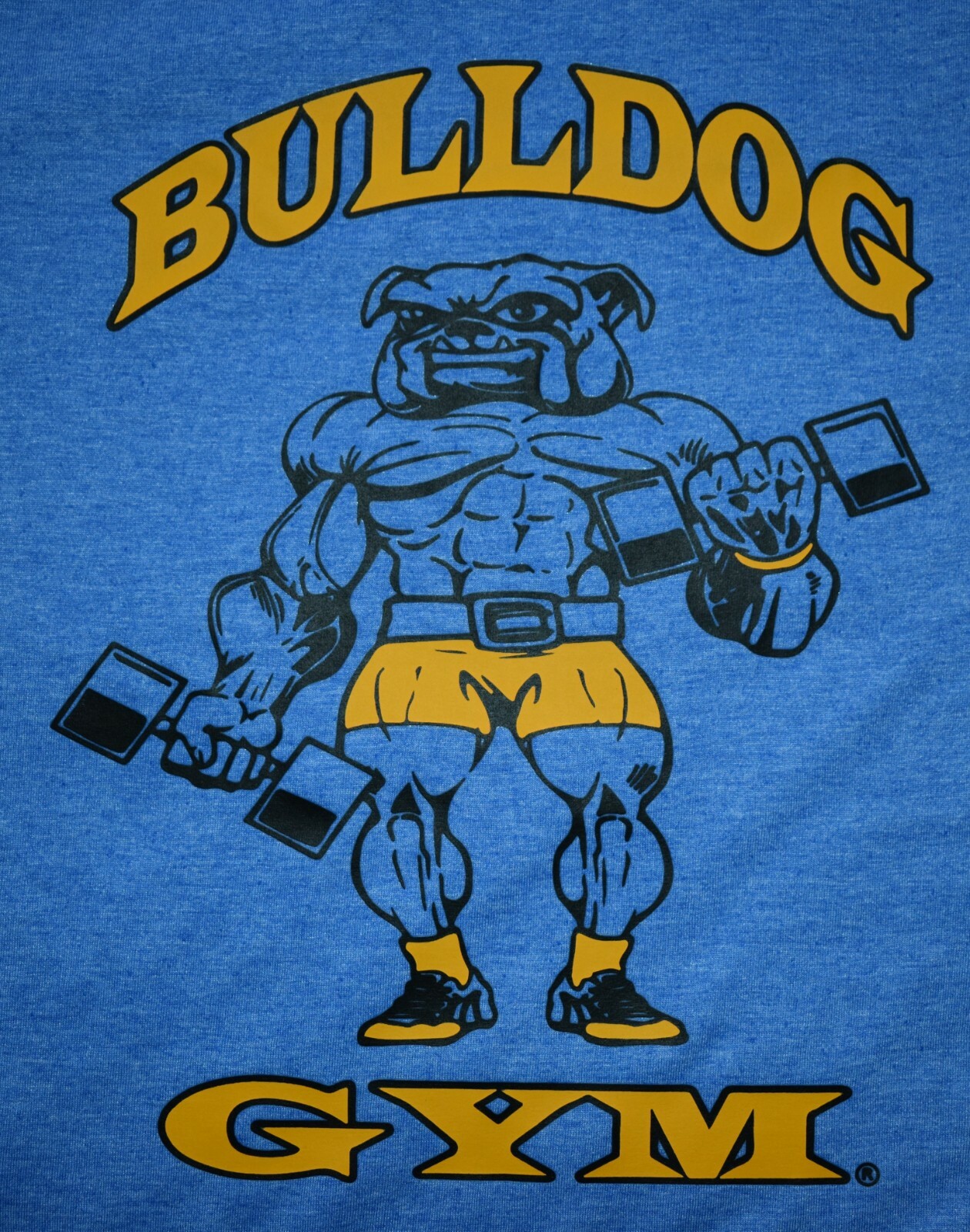 Bulldog Gym Muscle Workout Bodybuilding Royal / Vintage Gold T-Shirt NEW M L XL
