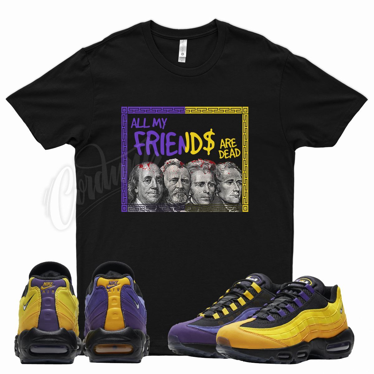 FRIENDS T Shirt for N LeBron Air Max 95 Home Team Lakers Court Purple Yellow