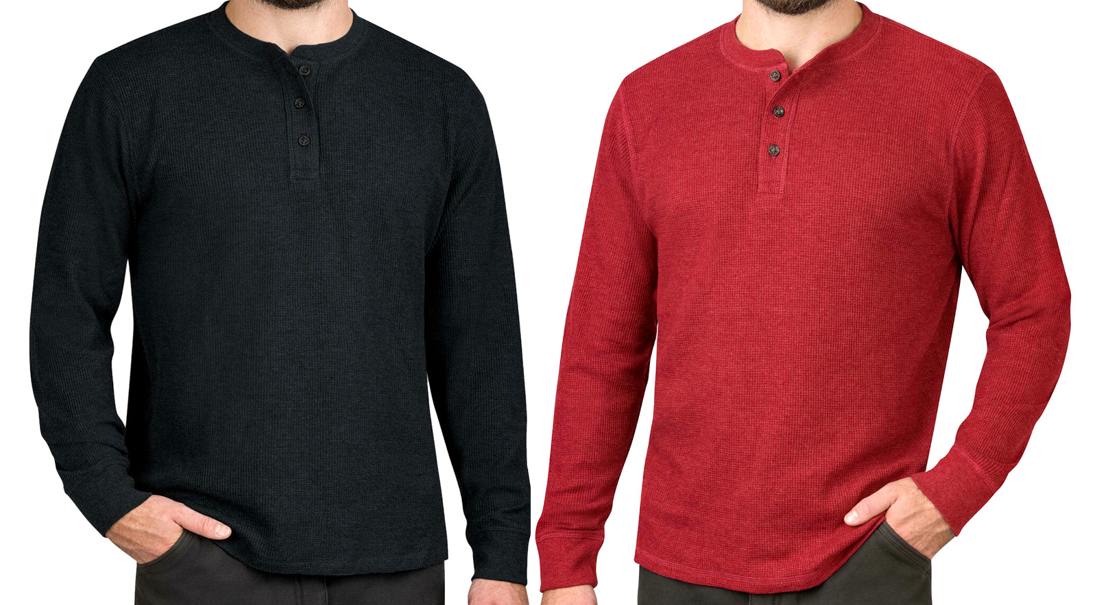MEN’S XL MEMBER’S MARK LONG SLEEVE RIBBED CUFF RELAXED FIT THERMAL HENLEY SHIRT