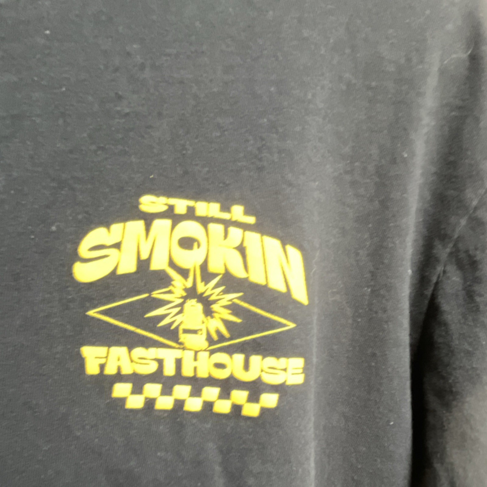 Fasthouse Still Smokin Graphic Print Black Cotton Jersey Crew Neck T-Shirt XL