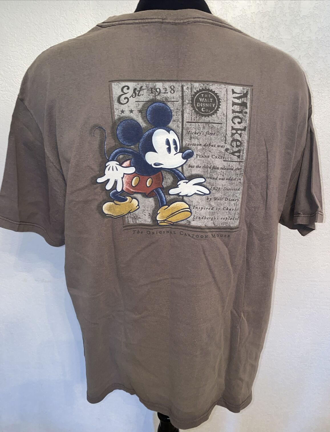 VINTAGE Disney Store Mickey Mouse Cartoon T-Shirt XL Gray Classic Movie TV