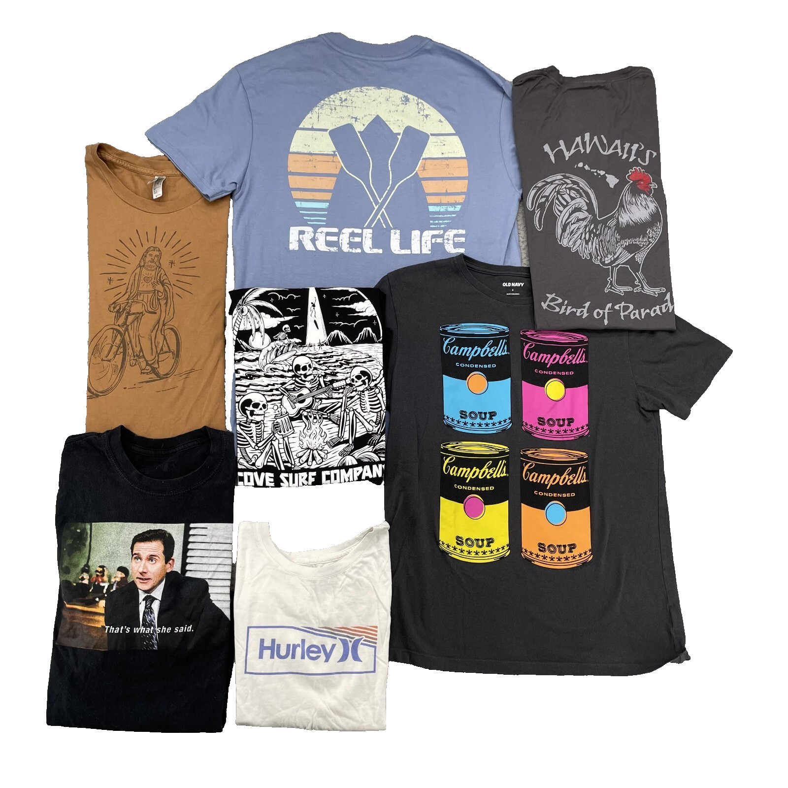 T Shirt Lot of 7 Mens Small Mix Brands 90’s Surf Skate Streetwear Bundle Hurley