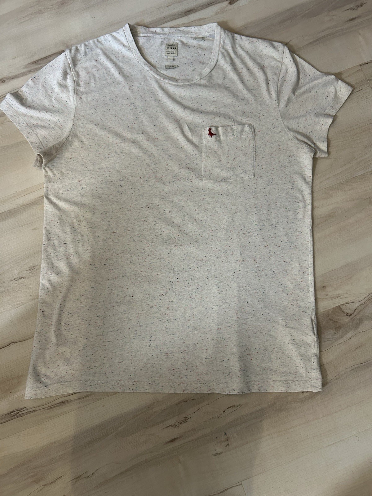 Jack Wills Men’s Large Slim Fit Pocket T-Shirt White Speckled Crew Neck Pocket