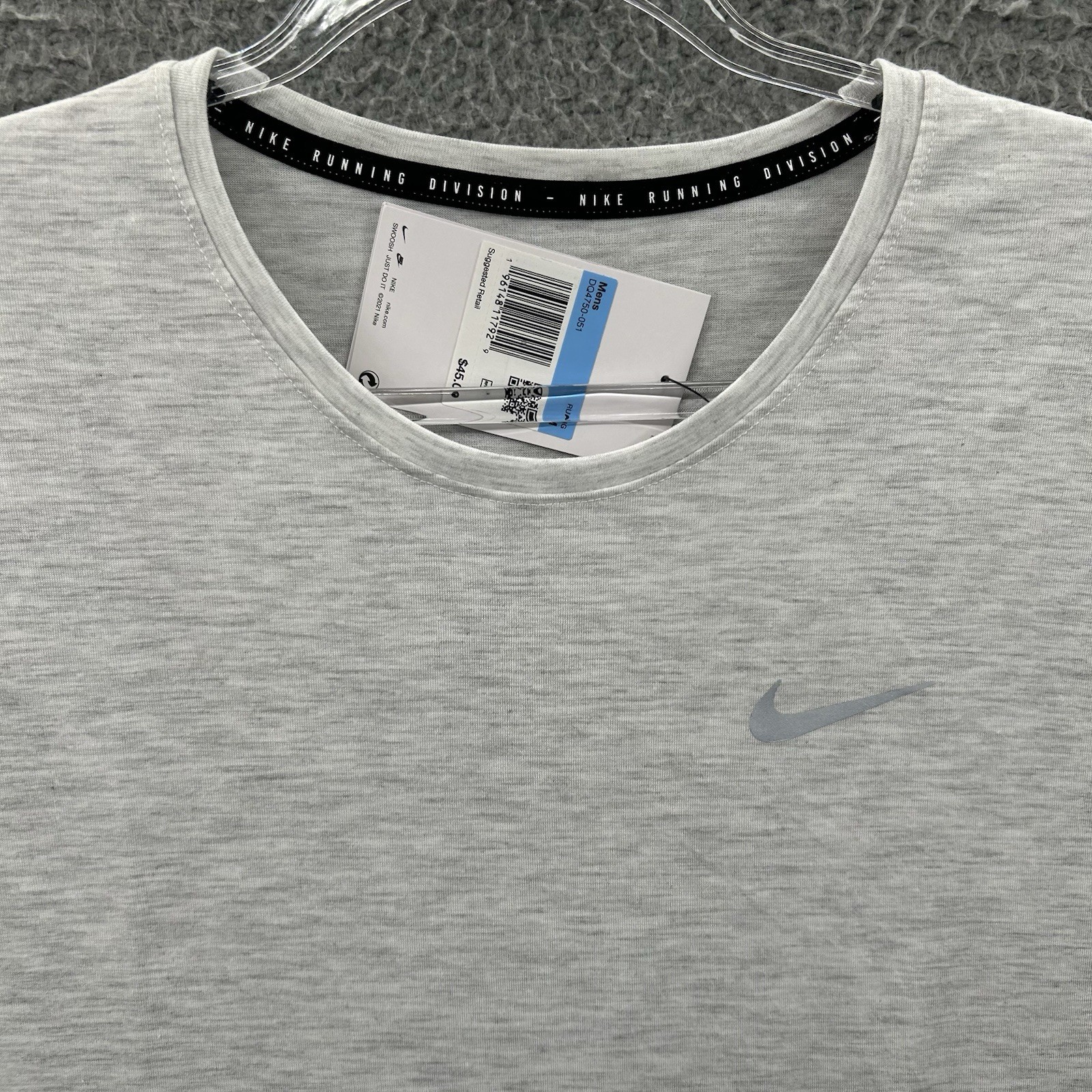 Nike Running Shirt Mens Medium Gray Dri FIT Run Division Core Training Top New