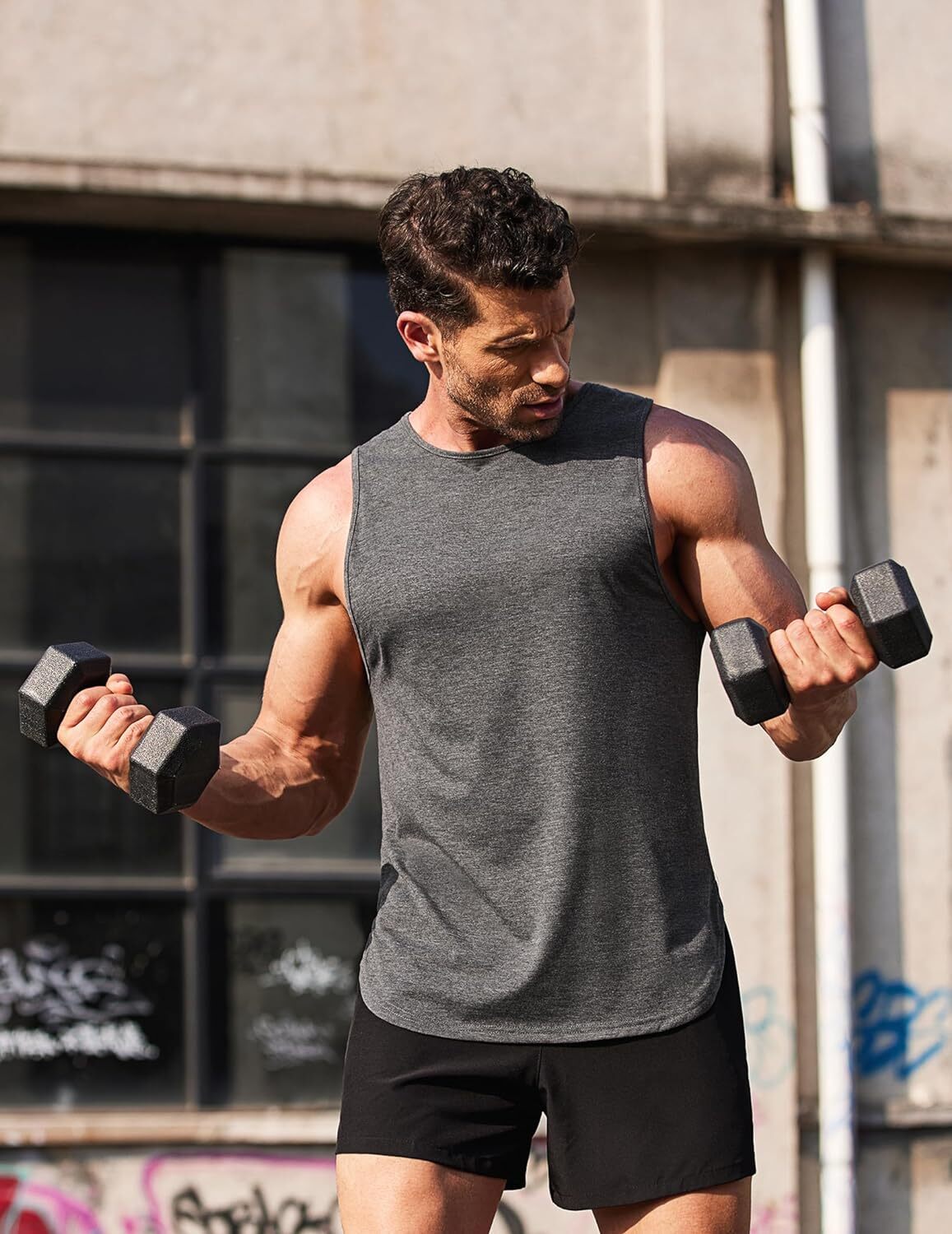 Men’s Workout Tank Tops Sleeveless Gym Bodybuilding Fitness Muscle Tee Shirts