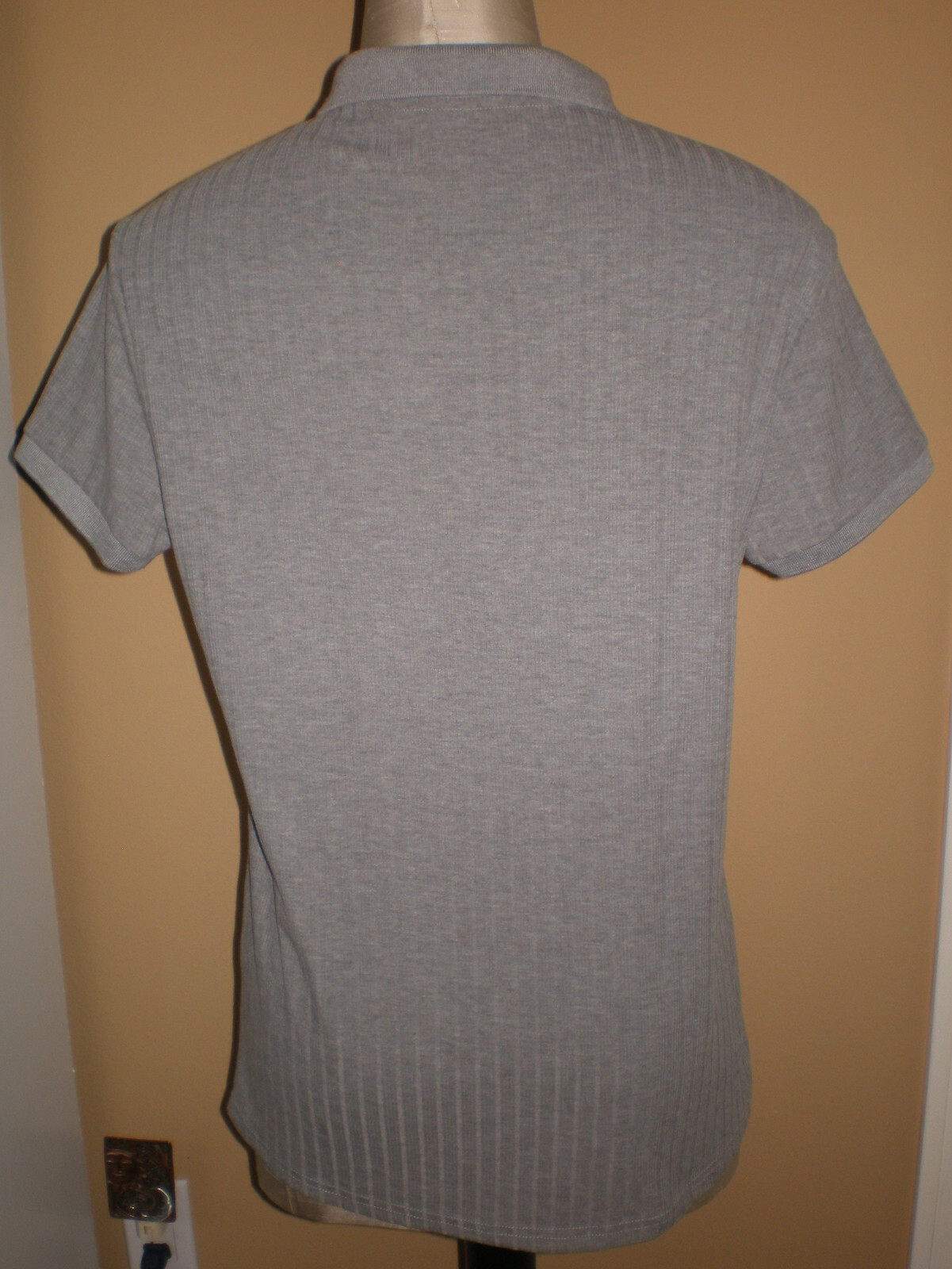 NITAGUT Mens GREY * GRAY Casual Short Sleeve Collared Ribbed Knit POLO Shirt S