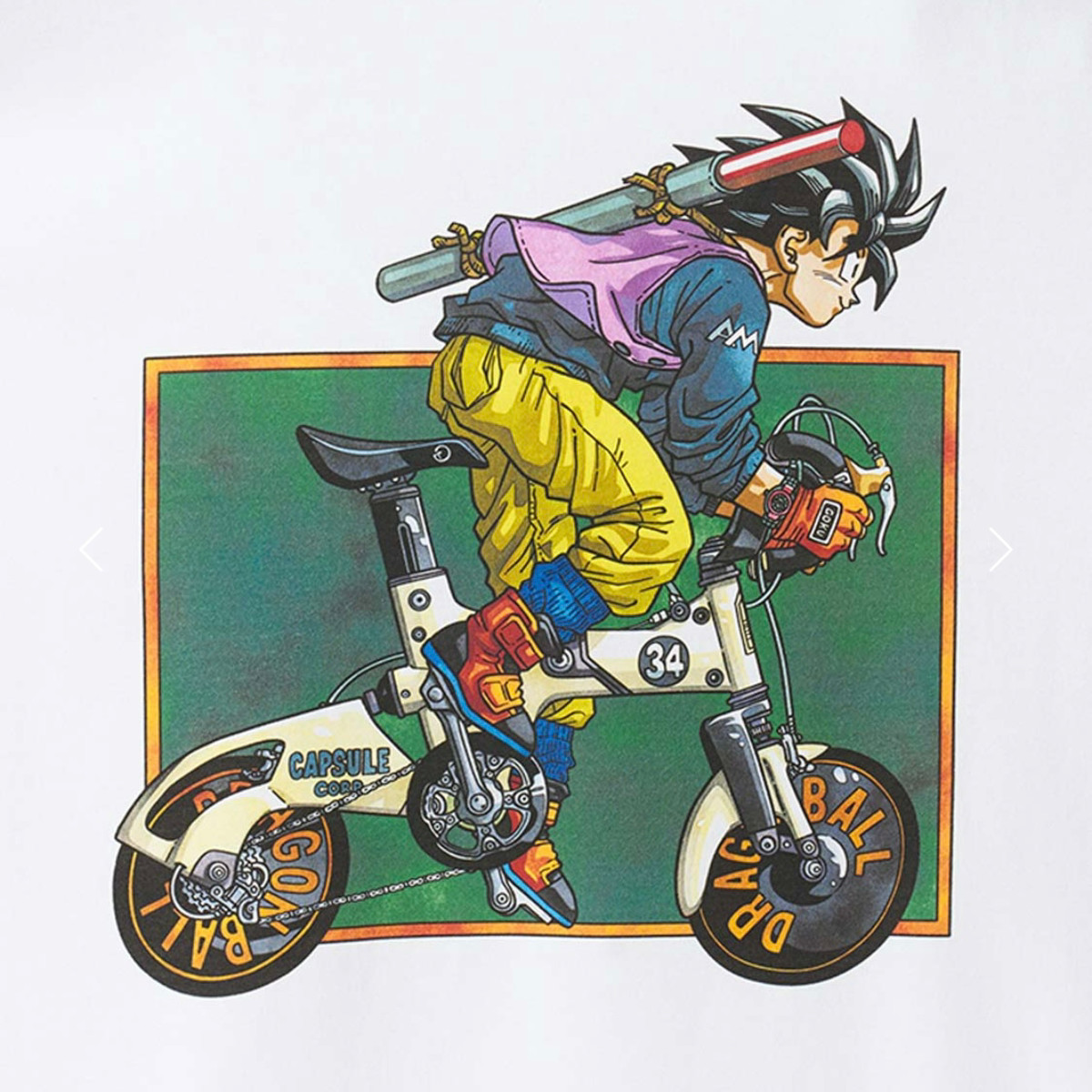 Graniph Dragon Ball Son Goku Cycling Graphic T Shirt XL White Japan Anime