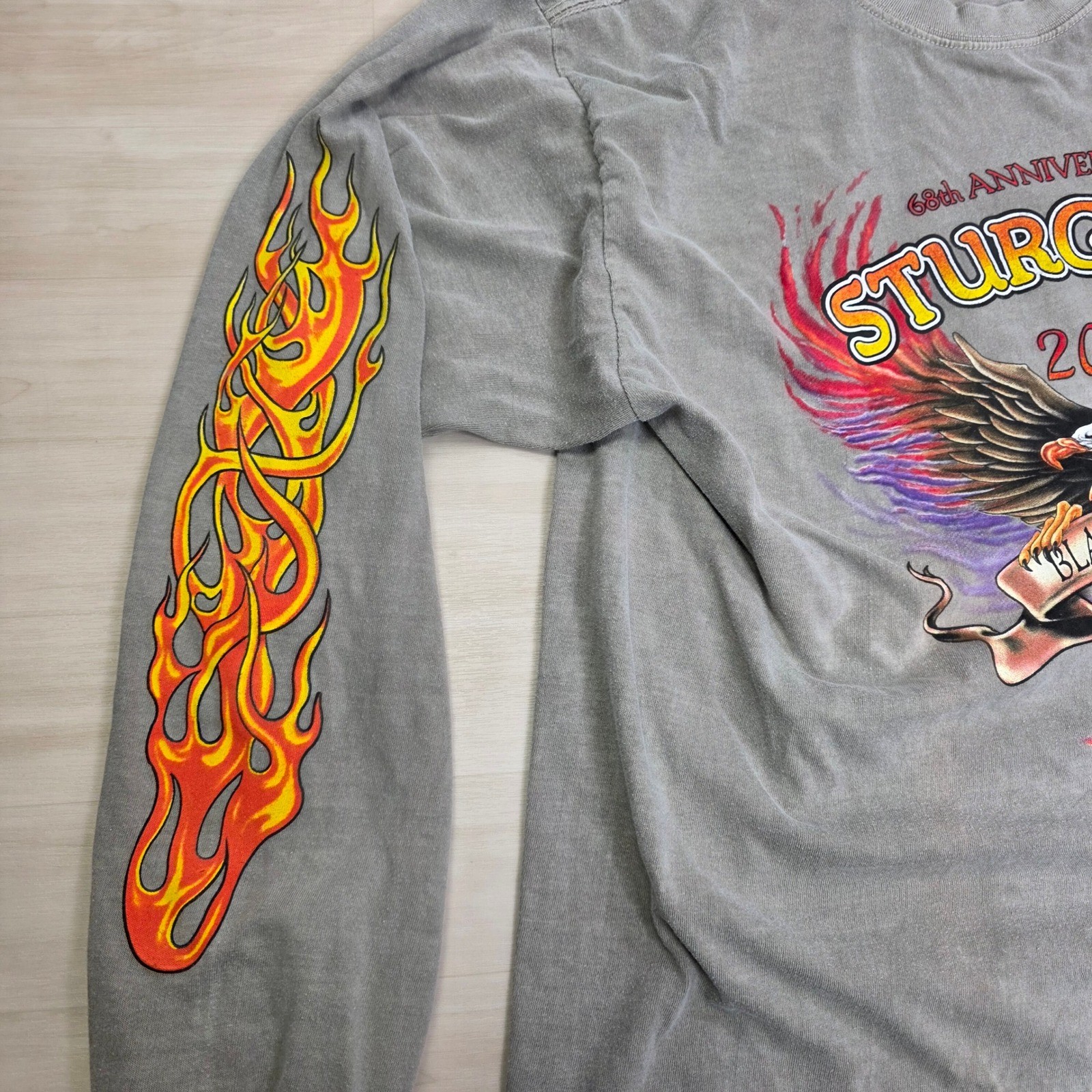 Basix Sturgis SD 2008 Black Hills Rally Flame Sleeve Eagle Size Medium