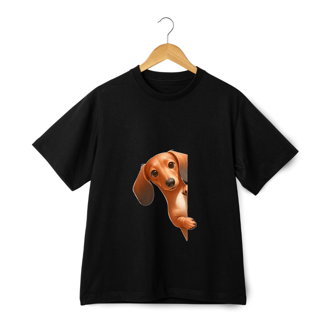 Dachshund Peekaboo T-Shirt – Unisex Cute Wiener Dog Cartoon Graphic Tee