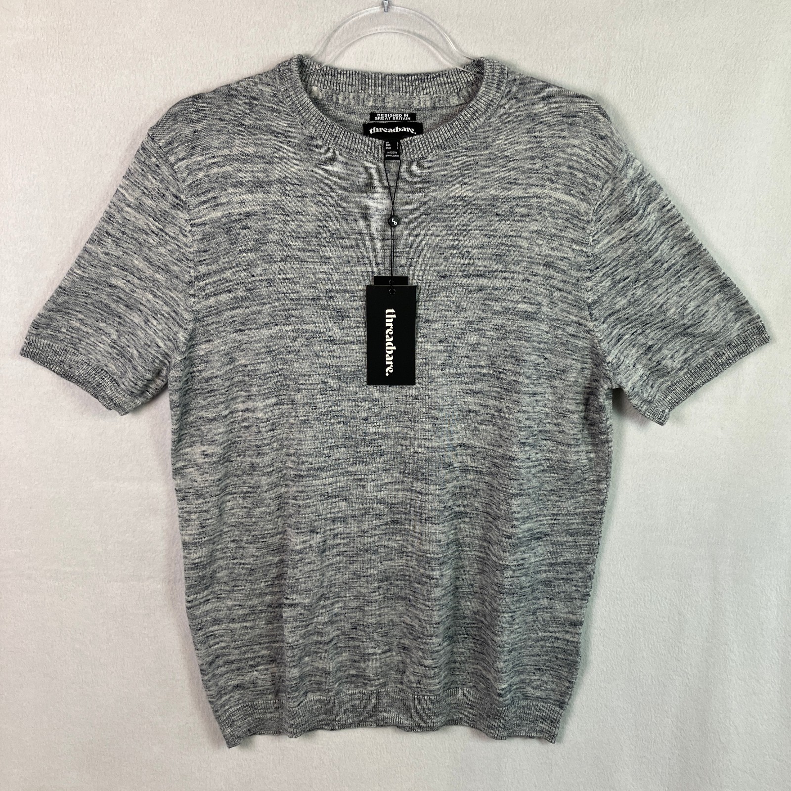 Threadbare Knitted Short Sleeve Tee Gargrave Men’s Size L Fits M Charcoal NWT