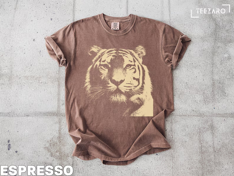 Tiger Graphic Comfort Tee Soft Cotton Animal Print Shirt Men Women