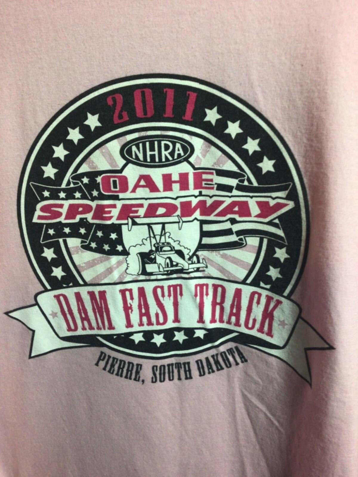 2011 NHRA Oahe Speedway Pierre, South Dakota Large Pink T Shirt