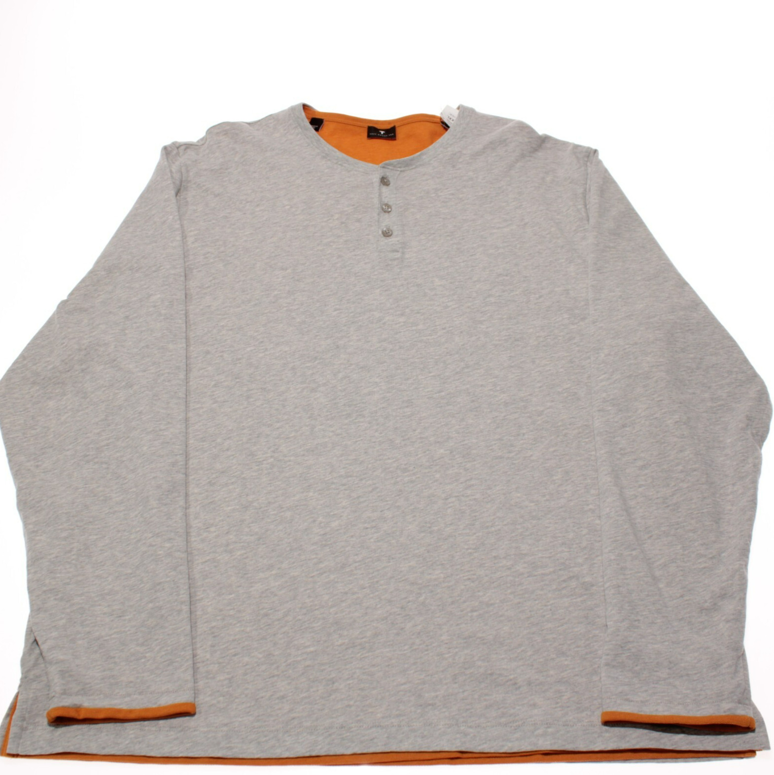 Left Coast Tee NWOT Long Sleeve Henley T-Shirt Size XXL in Gray 100% Cotton