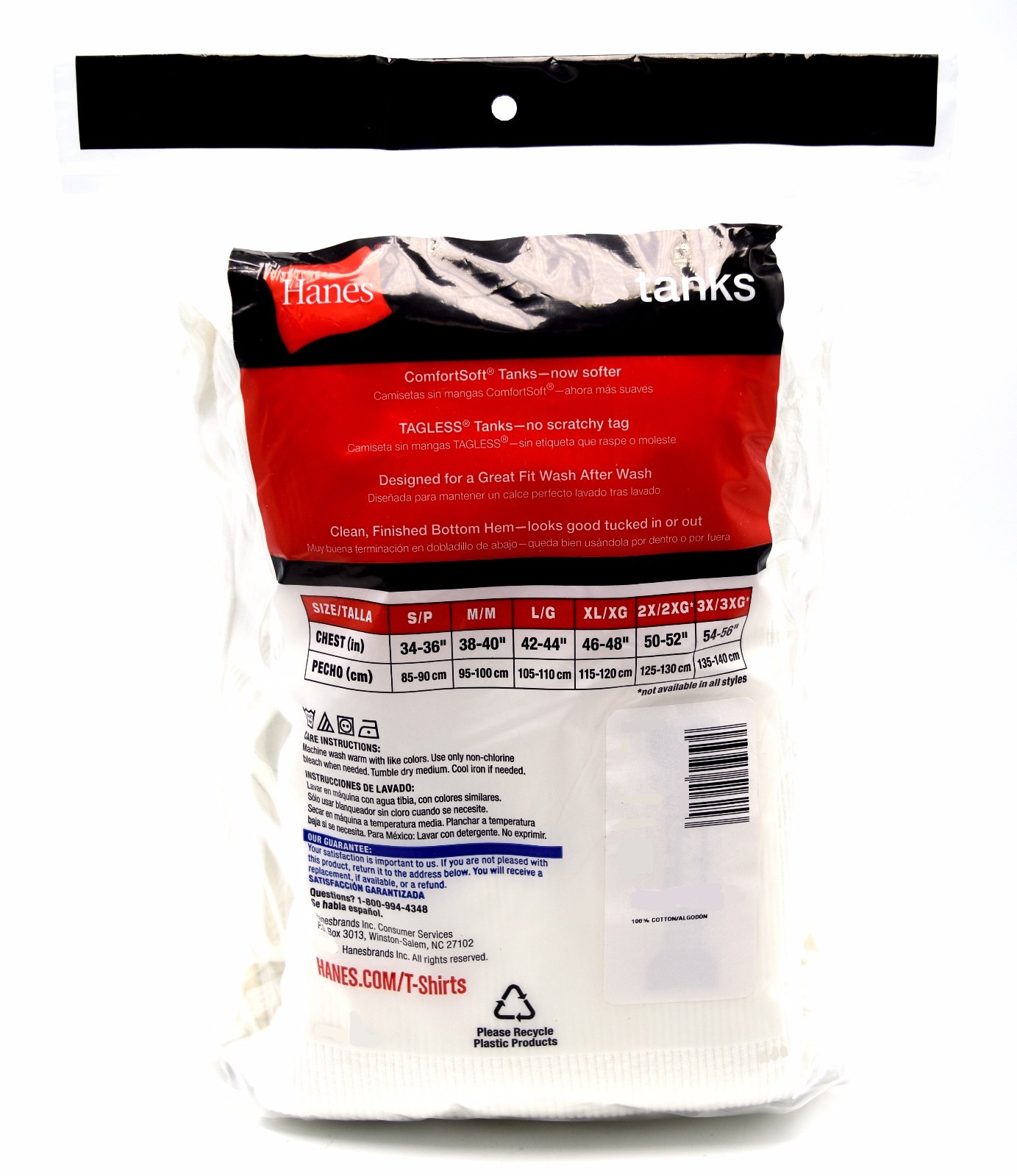 5 Hanes White Tanks Small S 34-36 Inch Tagless ComfortSoft P 85-90 CM