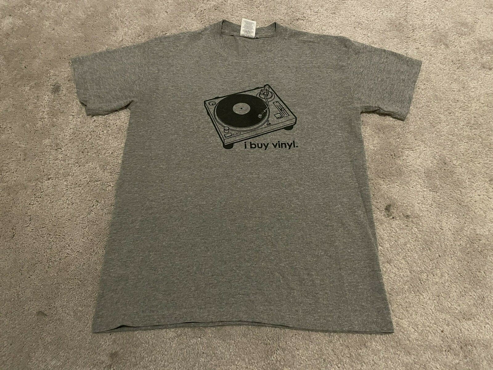 I Buy Vinyl Mens Small T shirt Gray Music Retro Classic Logo