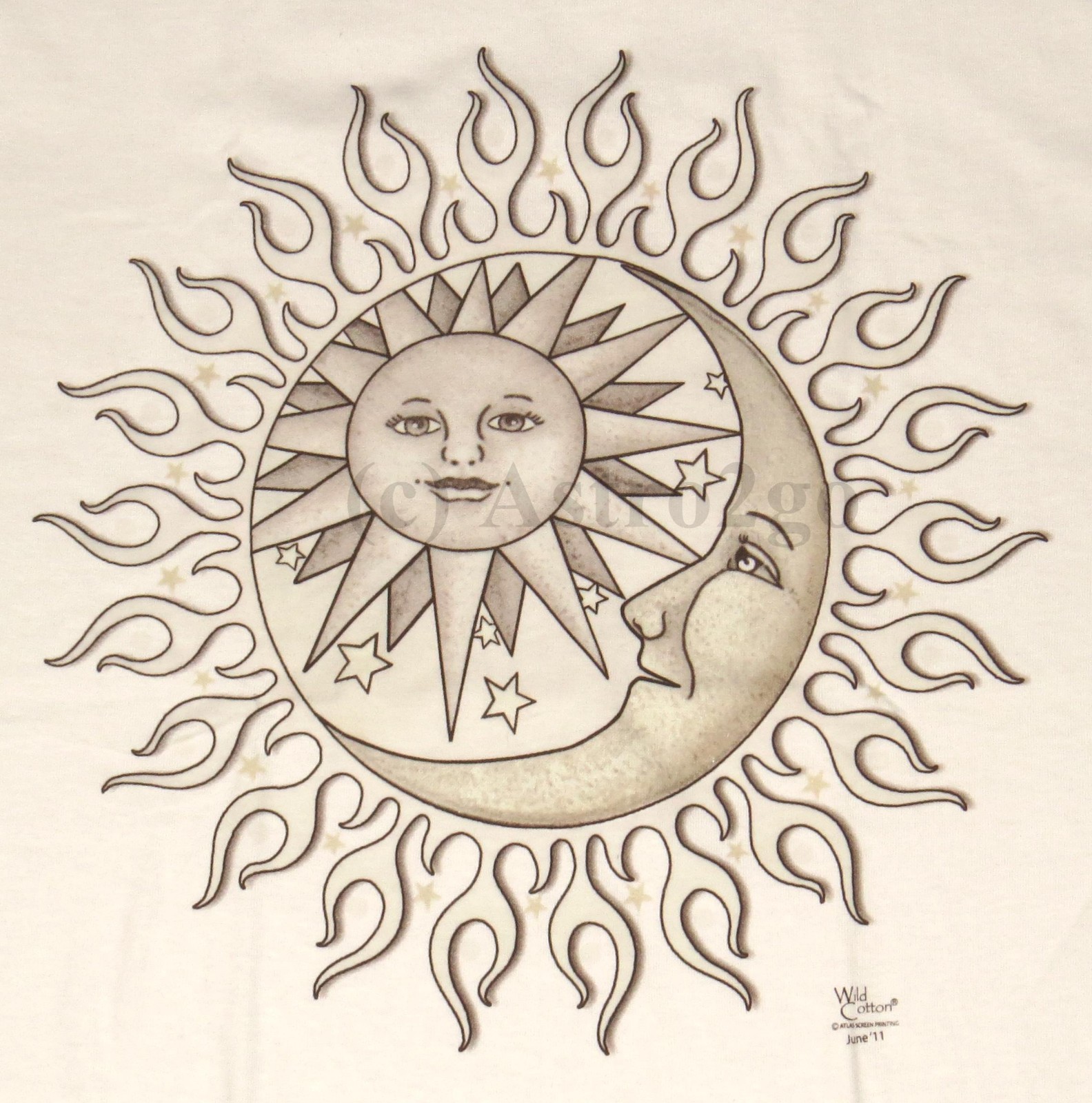 SUN & MOON-Glow Solar powered Ink Astronomy Space Science T shirt NEW Size M-XXL