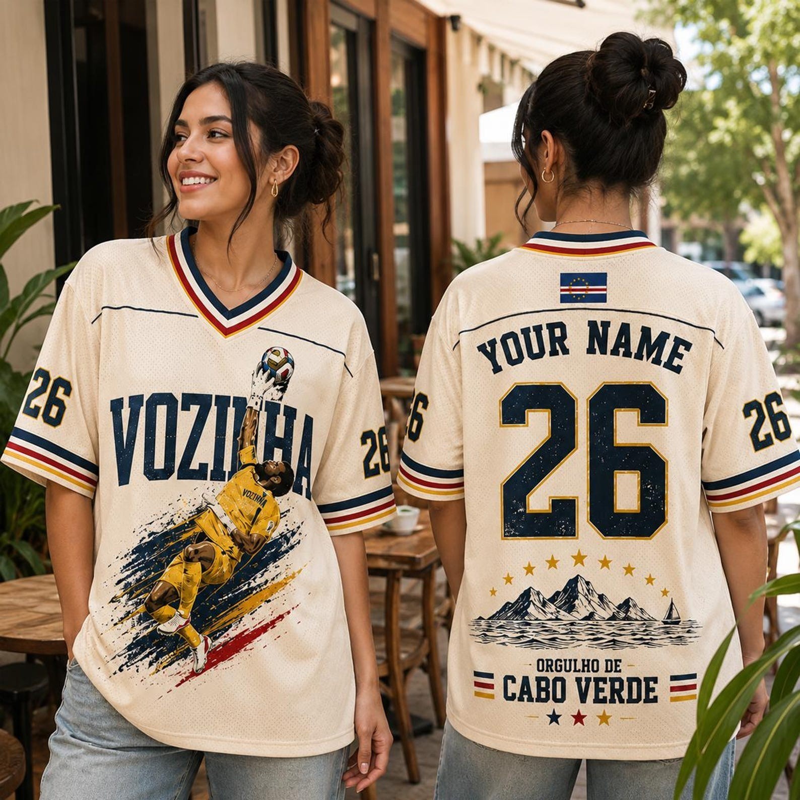 Custom Cape Verde Football Mesh Jersey, Personalized Cabo Verde Soccer Love Shir