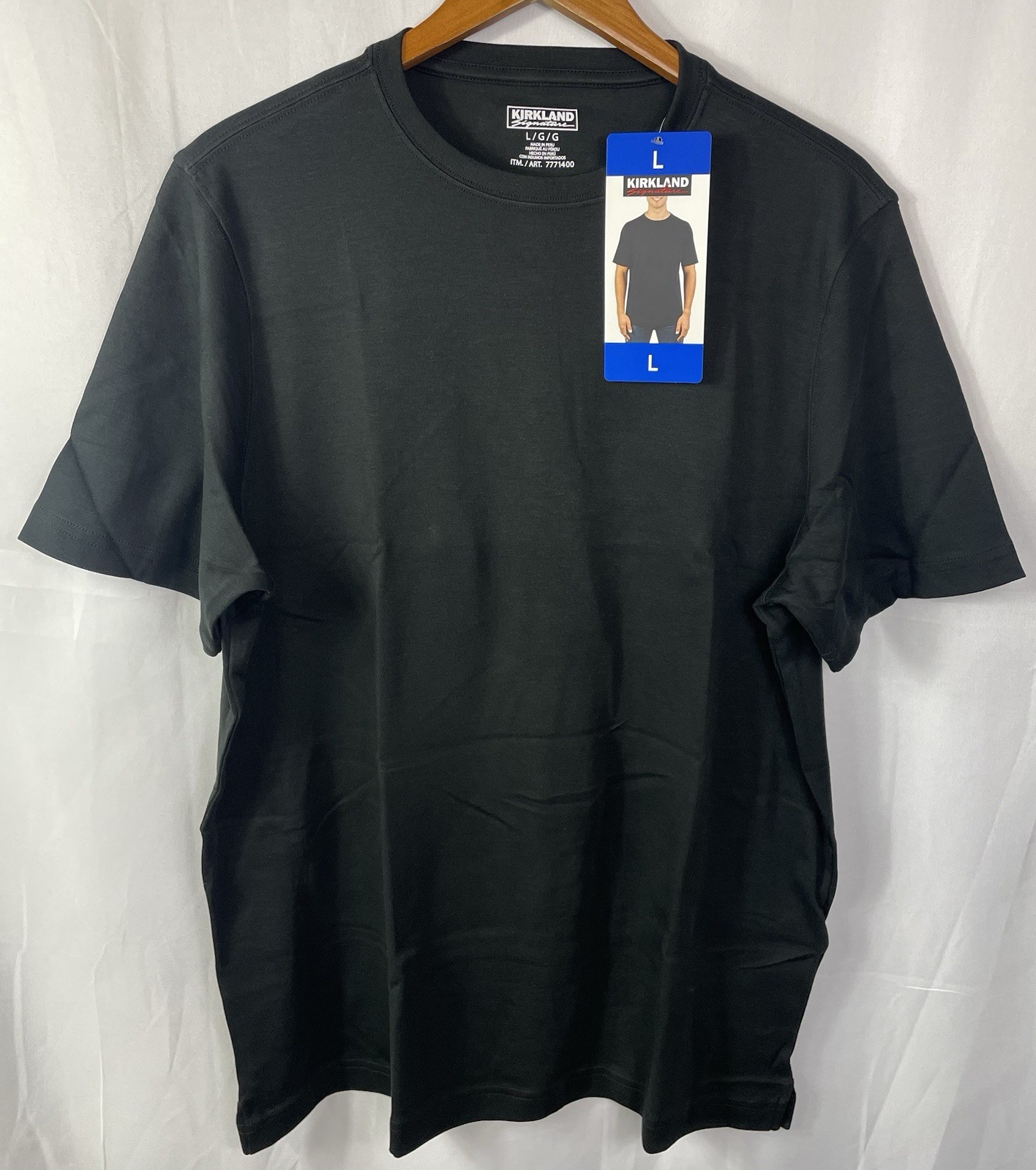 Kirkland Signature Men’s Lot of (5) BLACK 100% Pima Tee Pick Size M, L, XL NWT