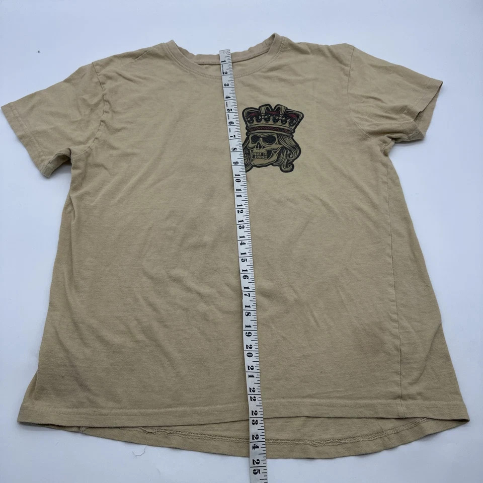 Brooklyn Vertical T-Shirt Graphic Print Skull King Tan Mens M * Actual Size SM *