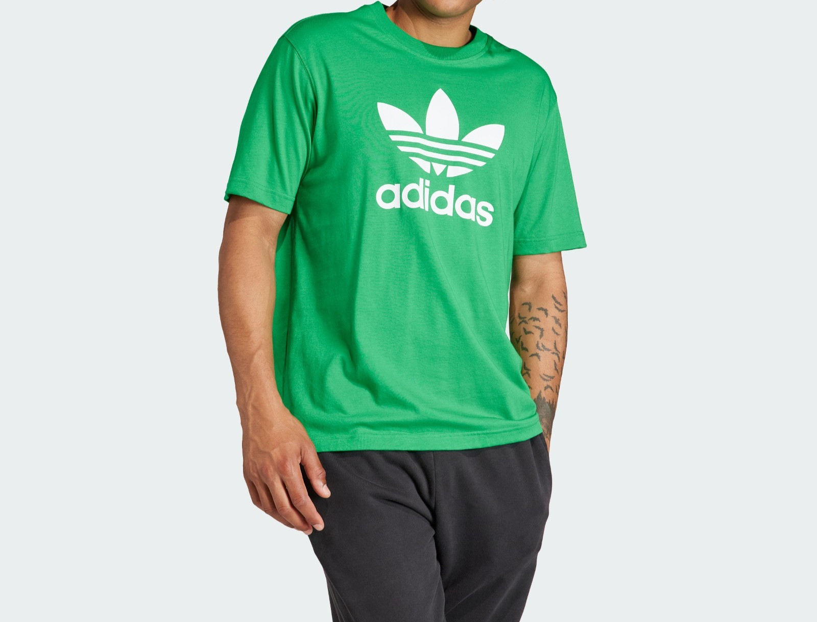 Adidas Trefoil T-Shirt Men’s size L Green COTTON Crew-Neck Short Sleeve Big Logo