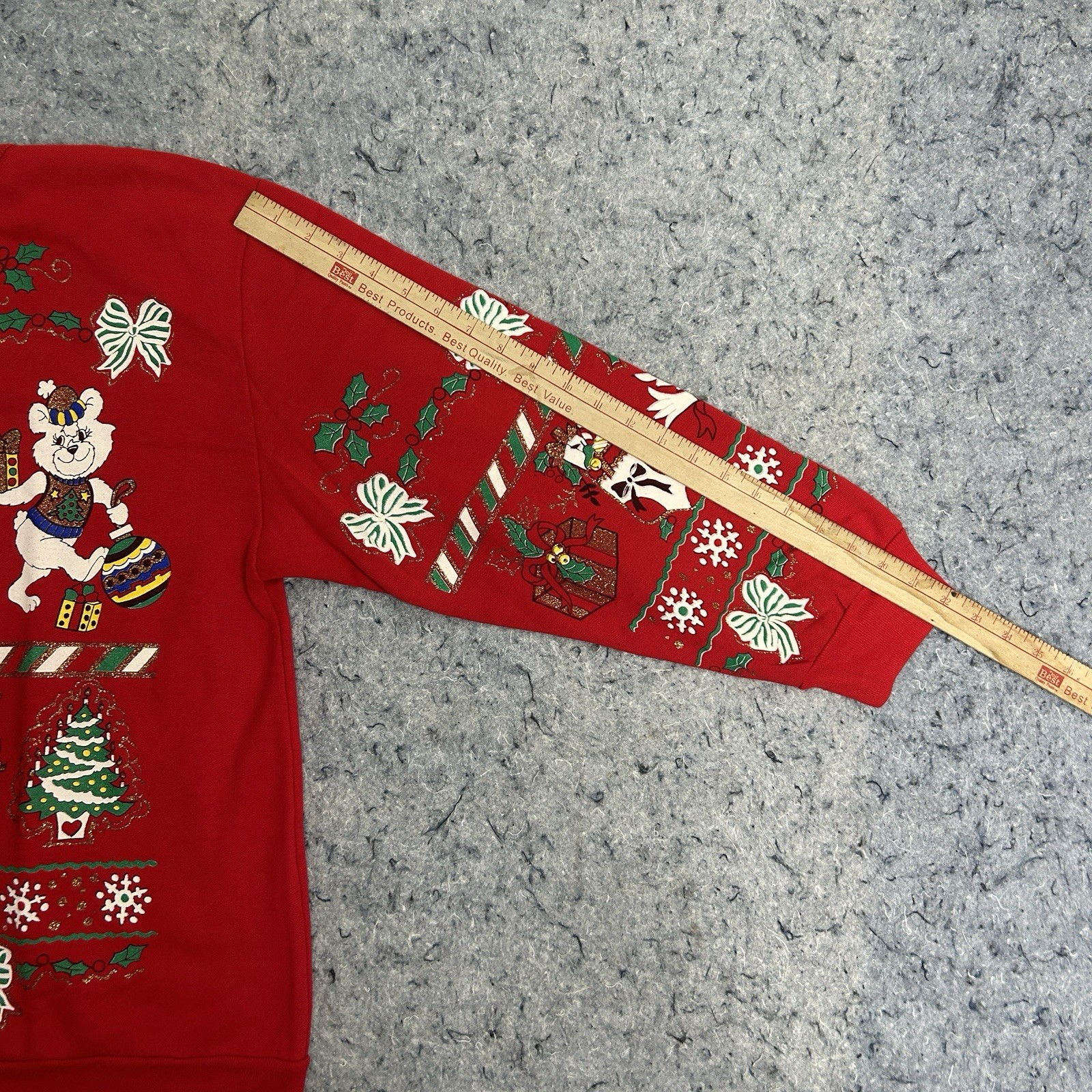 Vintage Holiday Time Christmas Sweatshirt USA Teddy Bears XL Red Ugly Sweater